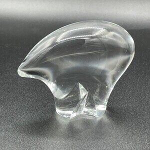 SPODE Clear Glass Crystal Signed Polar Bear Paperweight Figurine Decoration